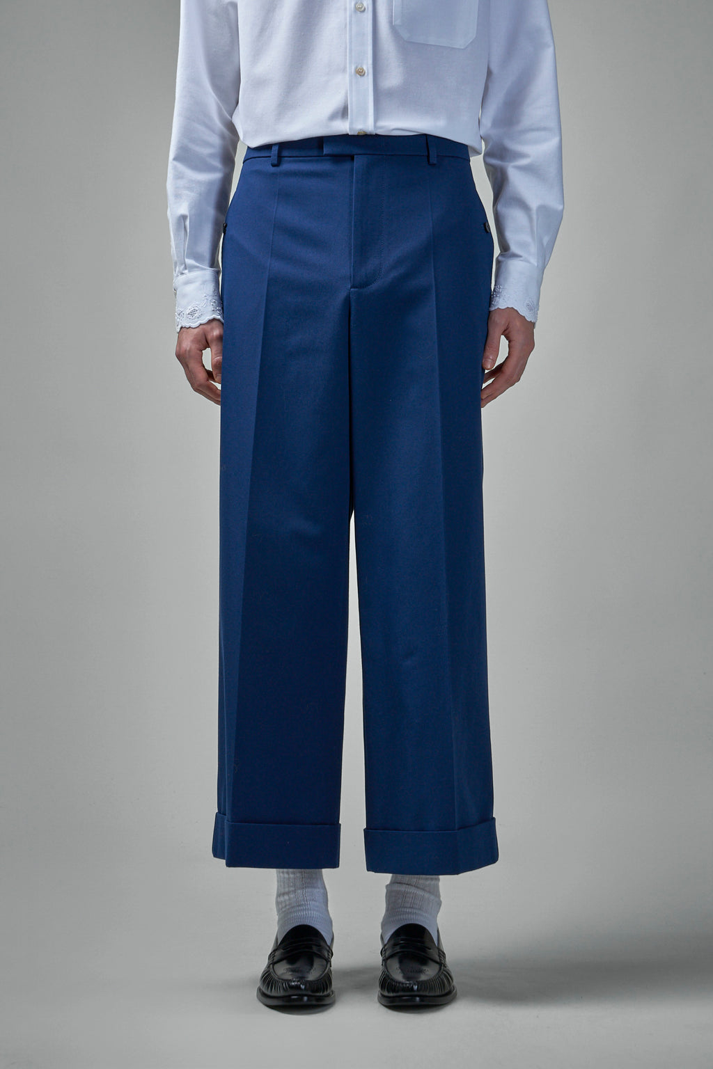 Cuffed Trousers in Cotton Gabardine