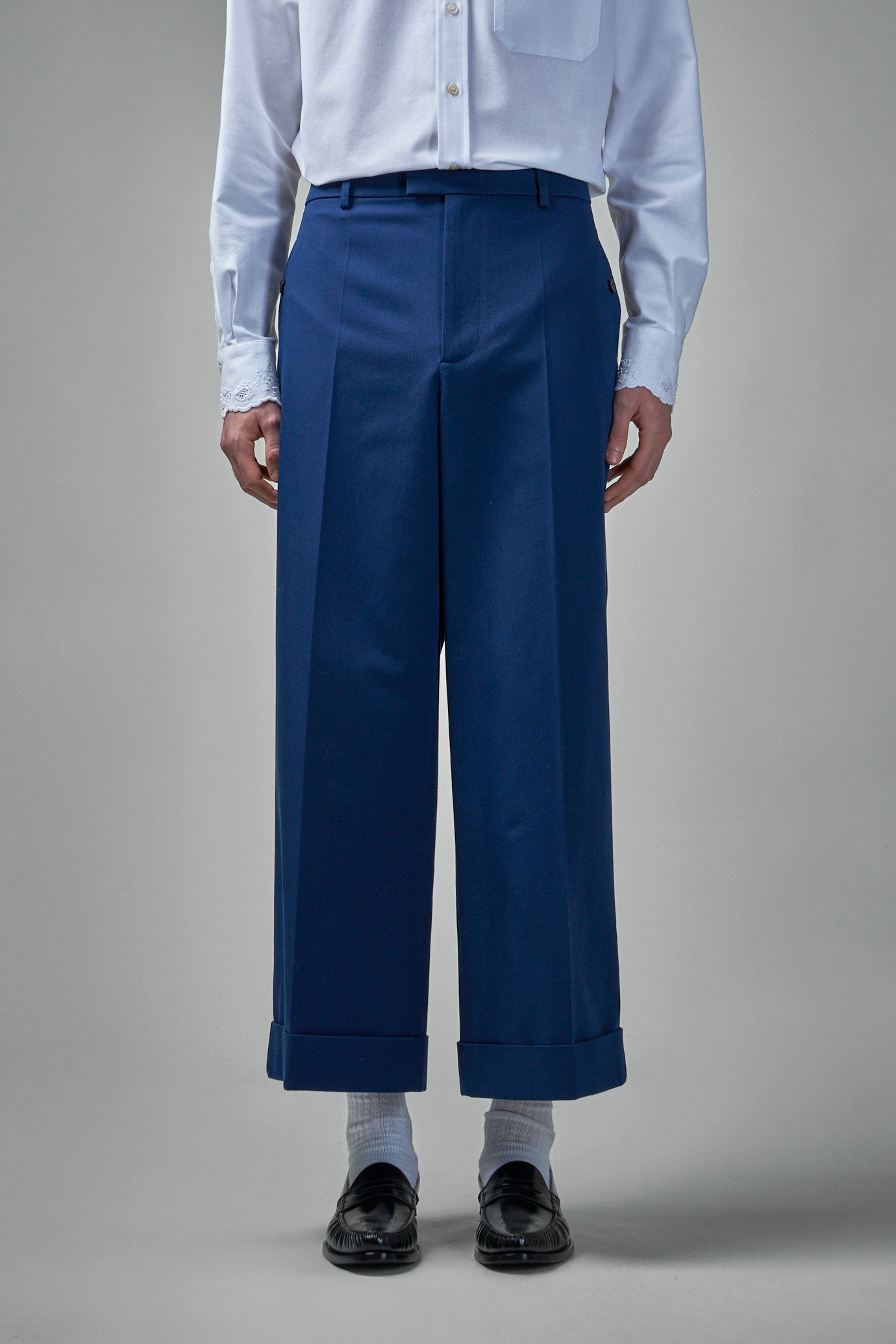 Cuffed Trousers in Cotton Gabardine