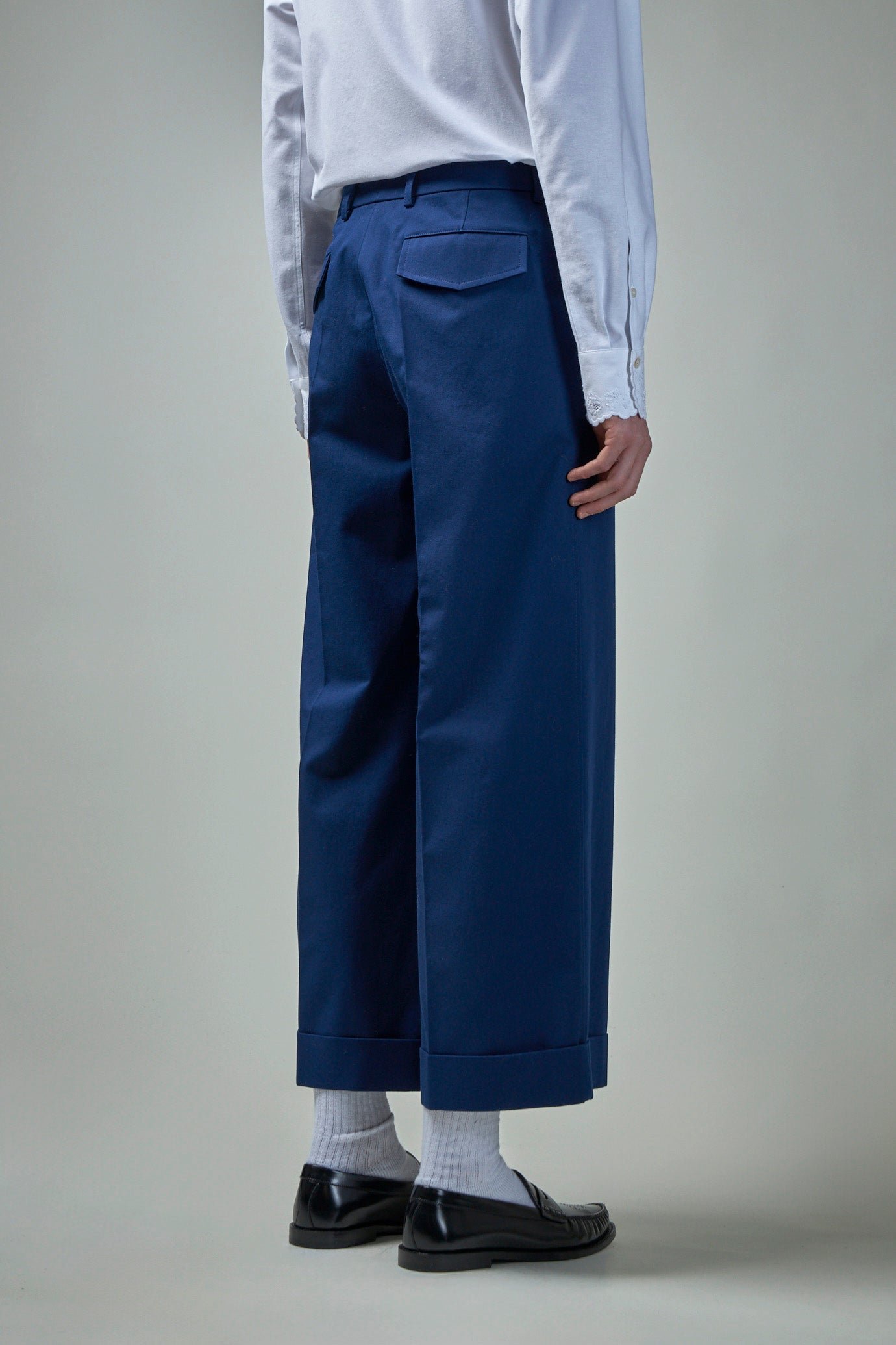 Cuffed Trousers in Cotton Gabardine