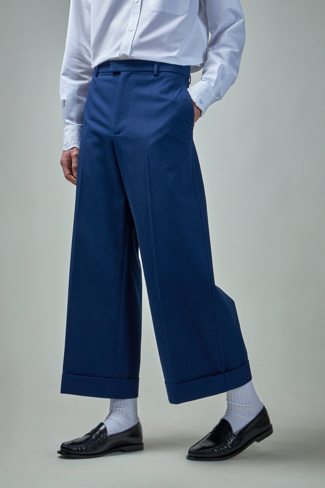 Cuffed Trousers in Cotton Gabardine