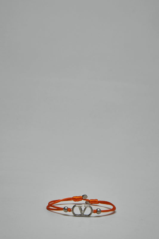 V-Logo Signature Cotton Bracelet orange, silver