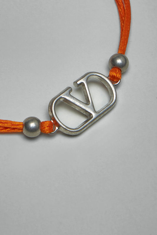 V-Logo Signature Cotton Bracelet orange, silver