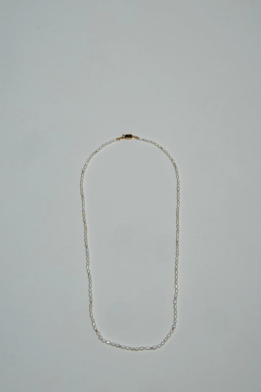 Ovalette Necklace in Metal, Pearls and Enamel