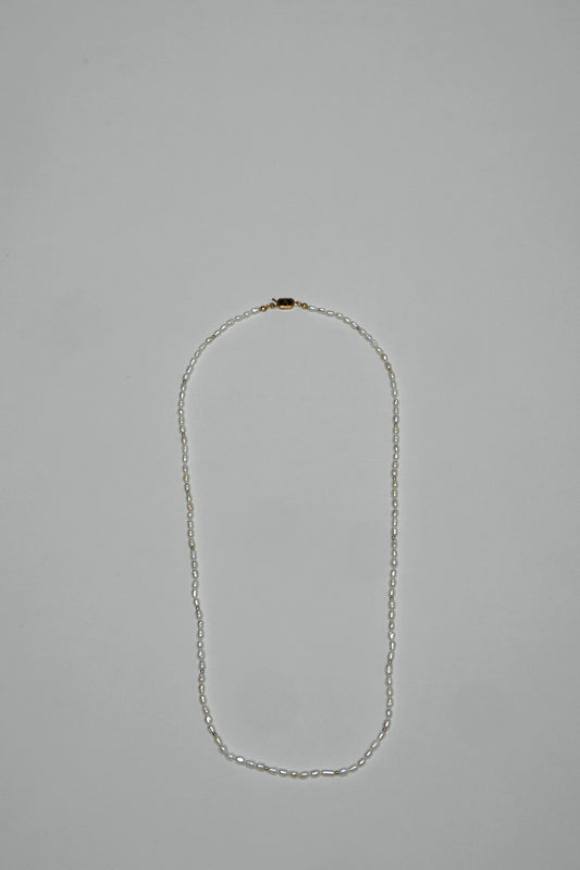 Ovalette Necklace in Metal, Pearls and Enamel
