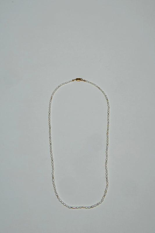 Ovalette Necklace in Metal, Pearls and Enamel