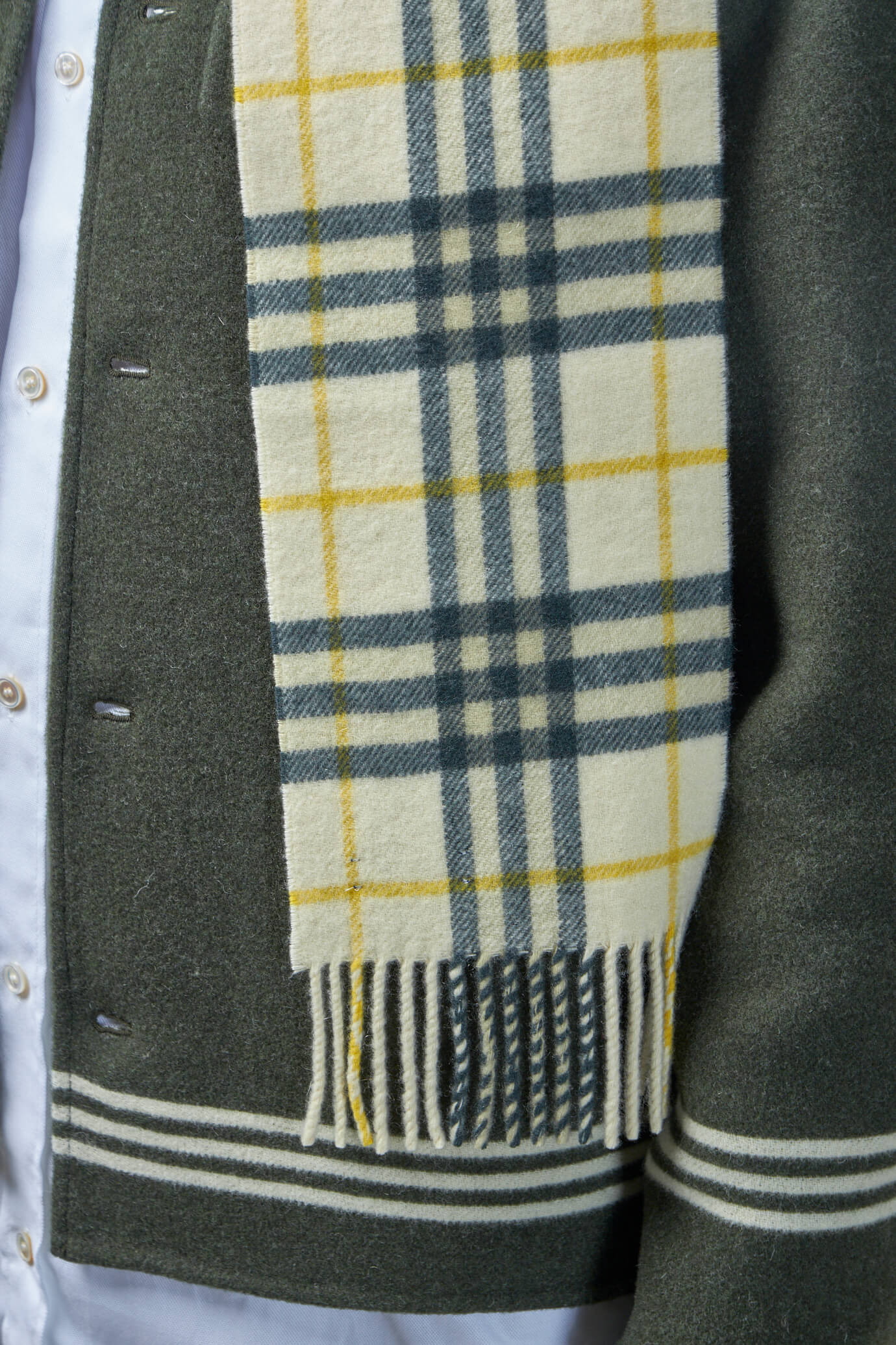 Narrow Check Cashmere Scarf