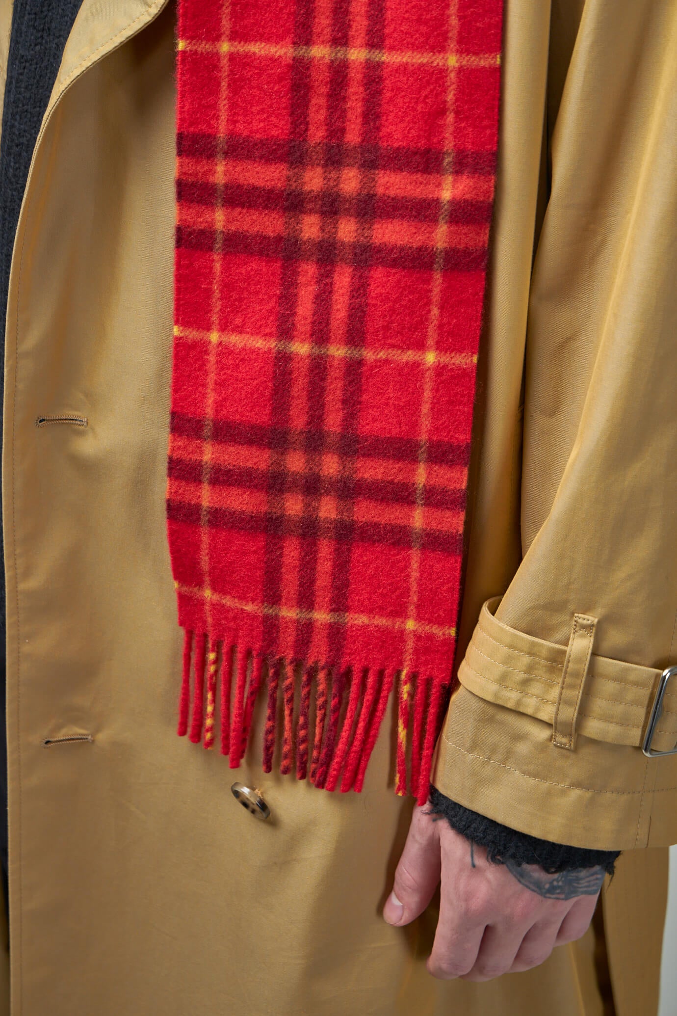 Narrow Check Cashmere Scarf