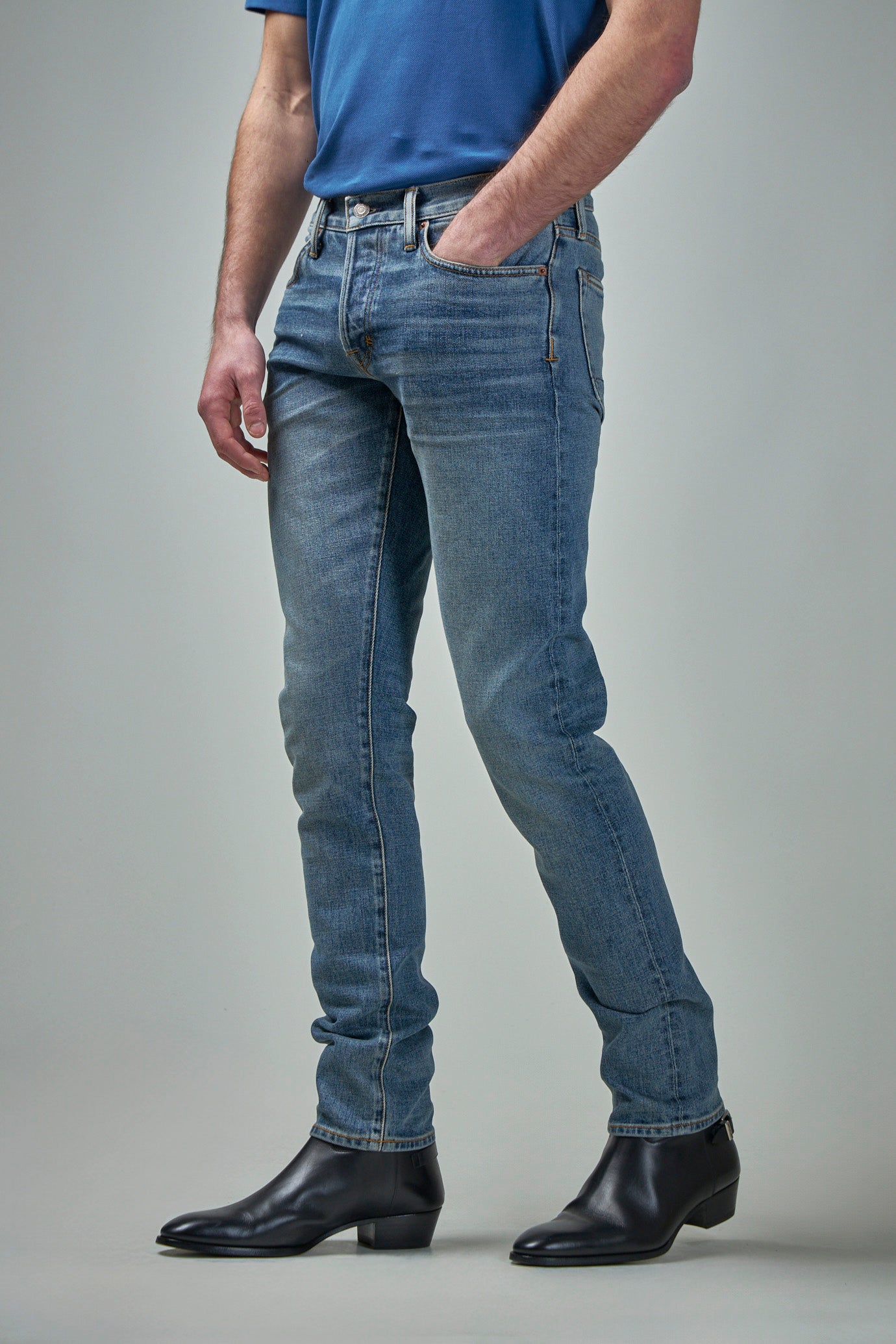 Blue Denim Stretch Slim Fit