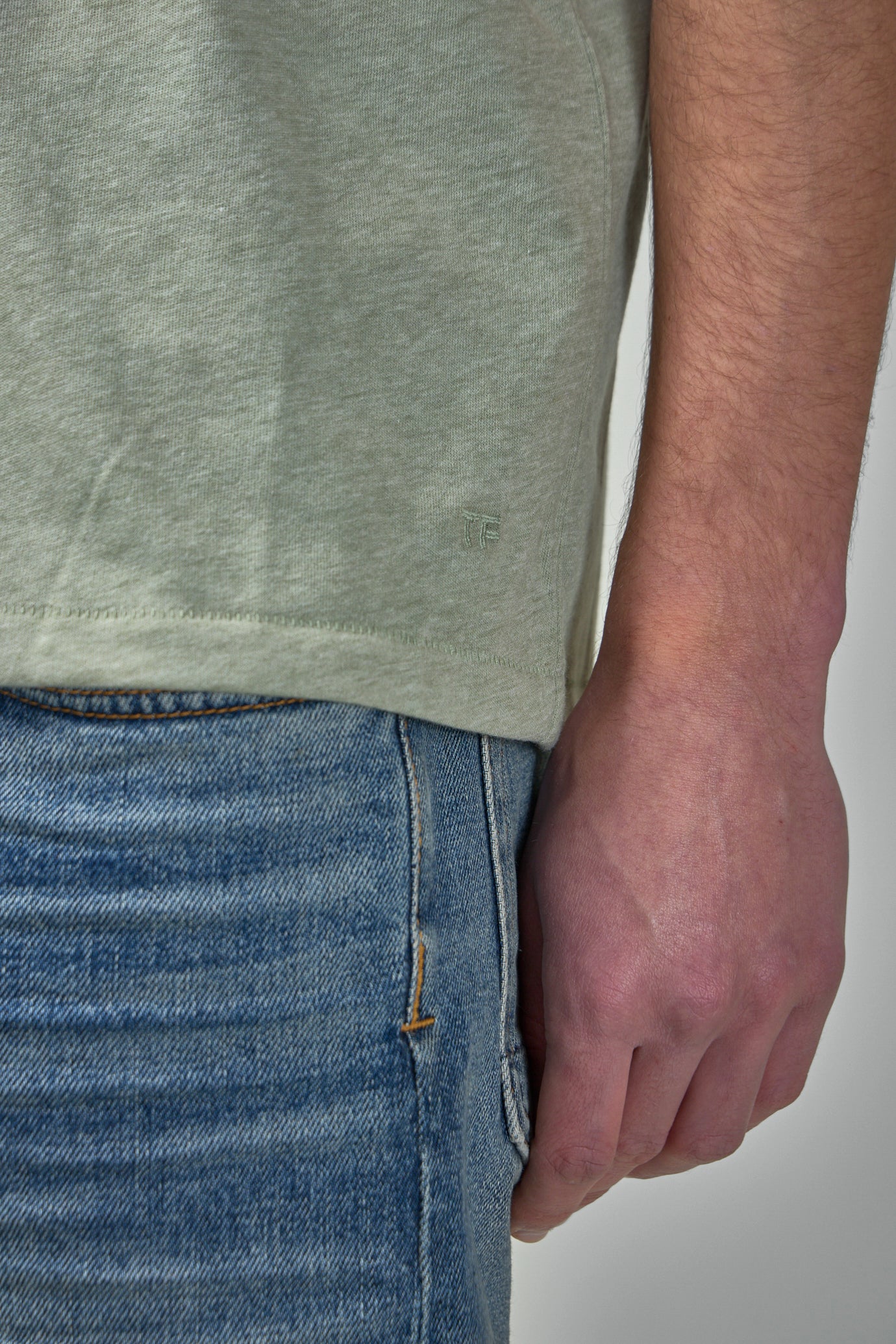 Cotton Blend Melange Crew Neck