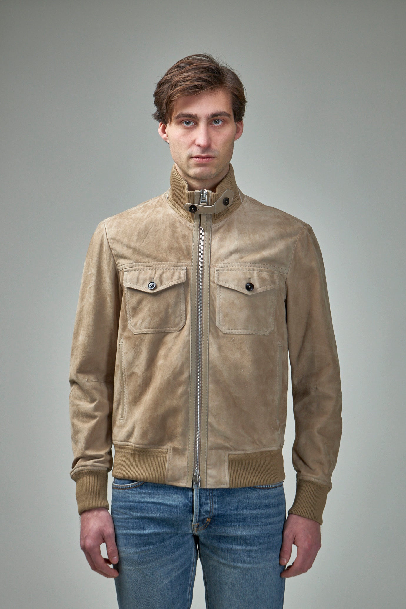 Suede Chest Pocket Bomber