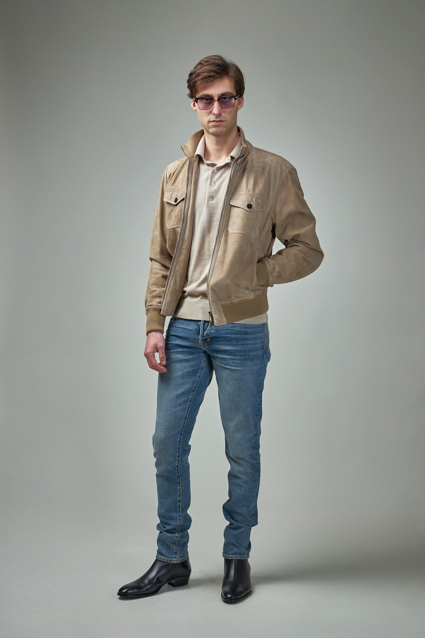 Suede Chest Pocket Bomber