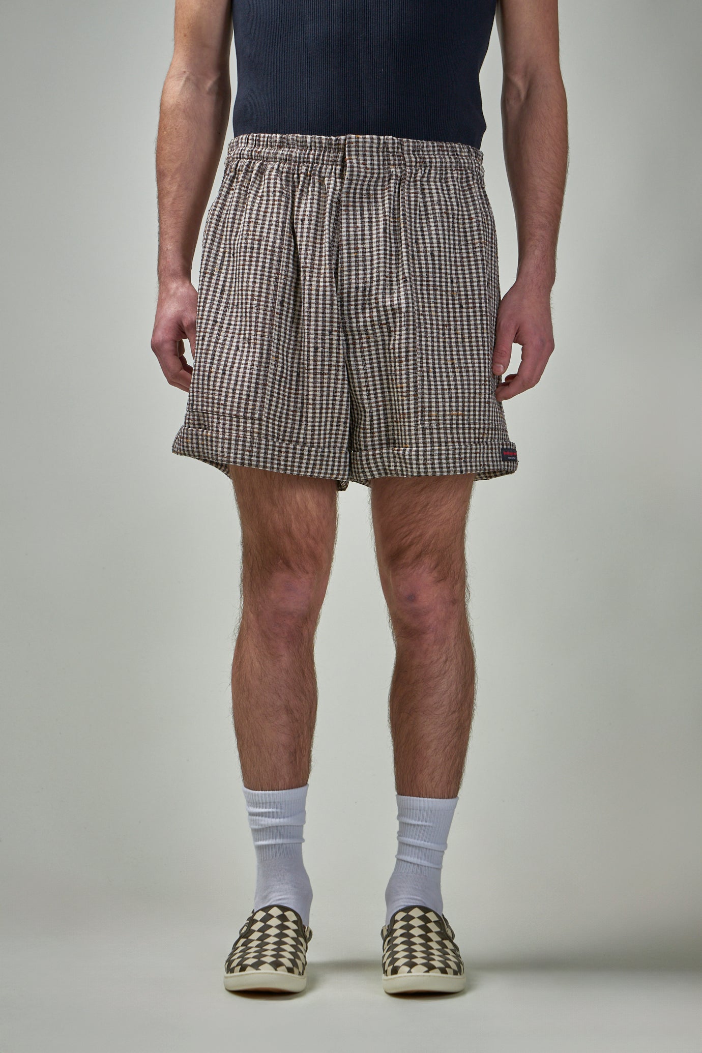 Knotted Viscose Check Shorts