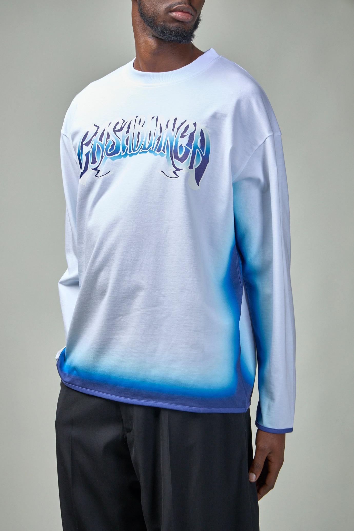 Spray Dye Gradient Faded Logo Long Sleeve T-Shirt