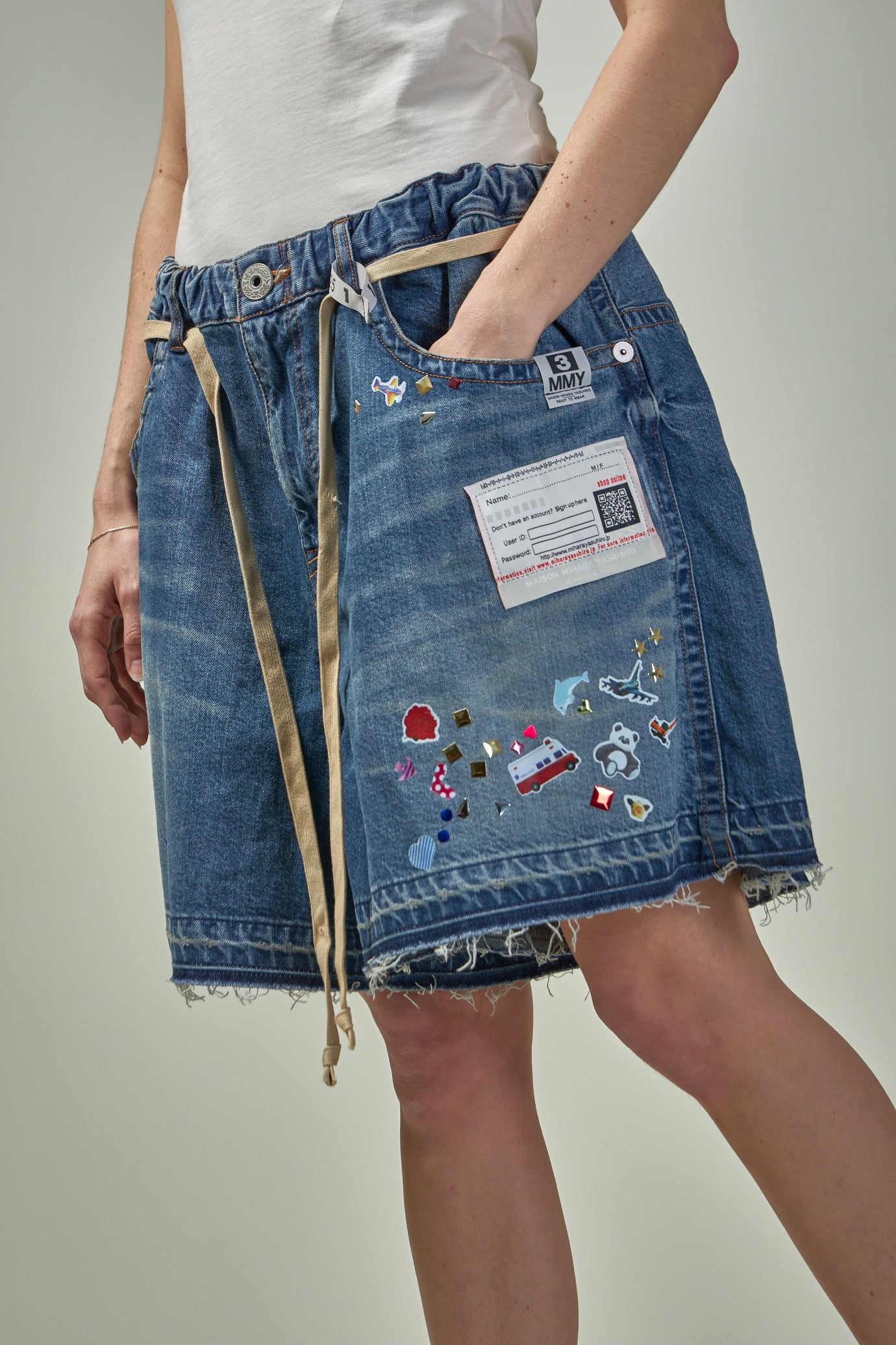 Jeans Sticker Gather Shorts