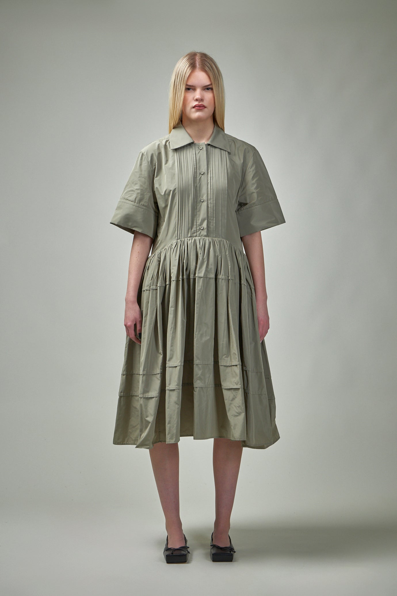 Pleated Shirt Dress