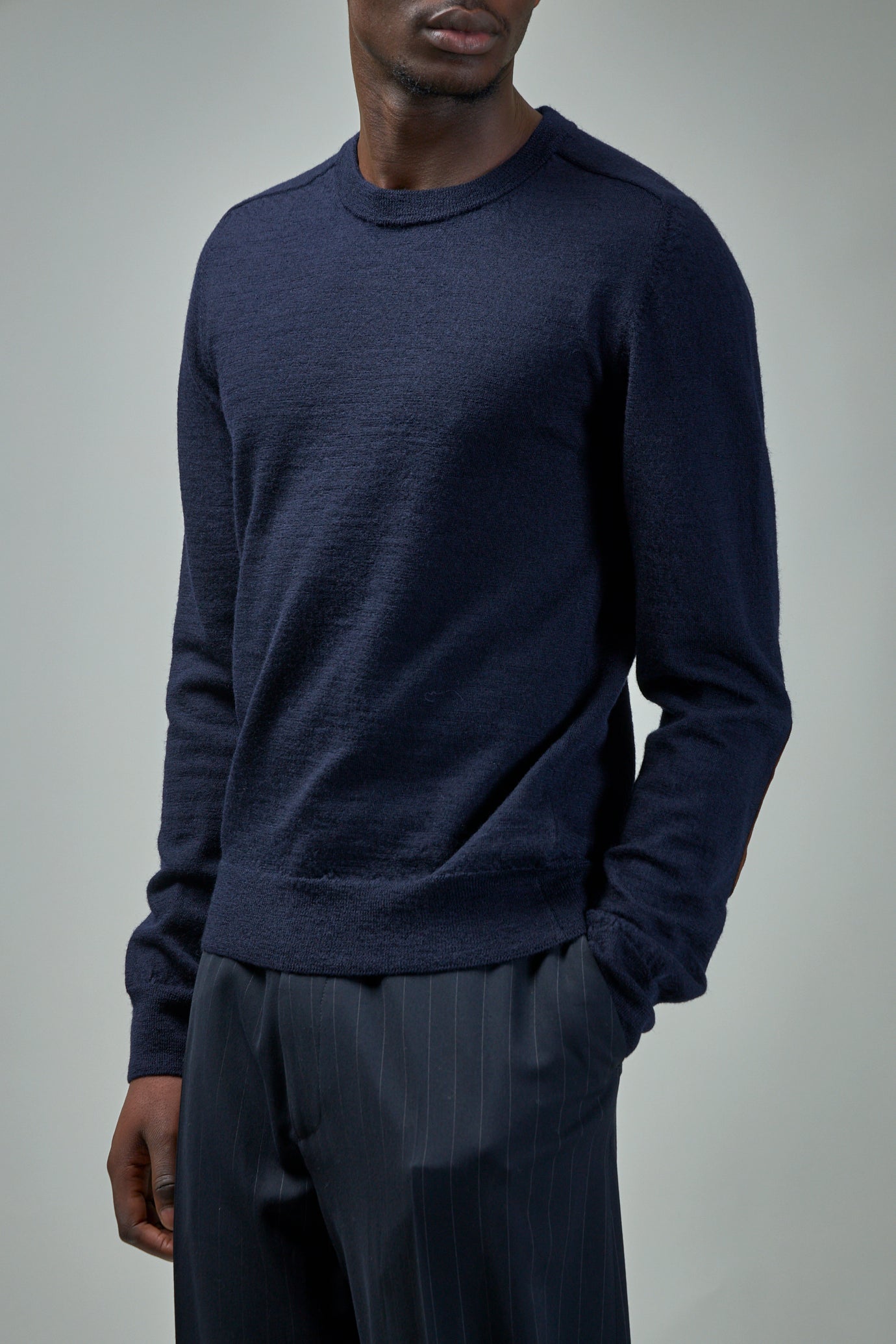 Elbow-Patch Knitted Crewneck