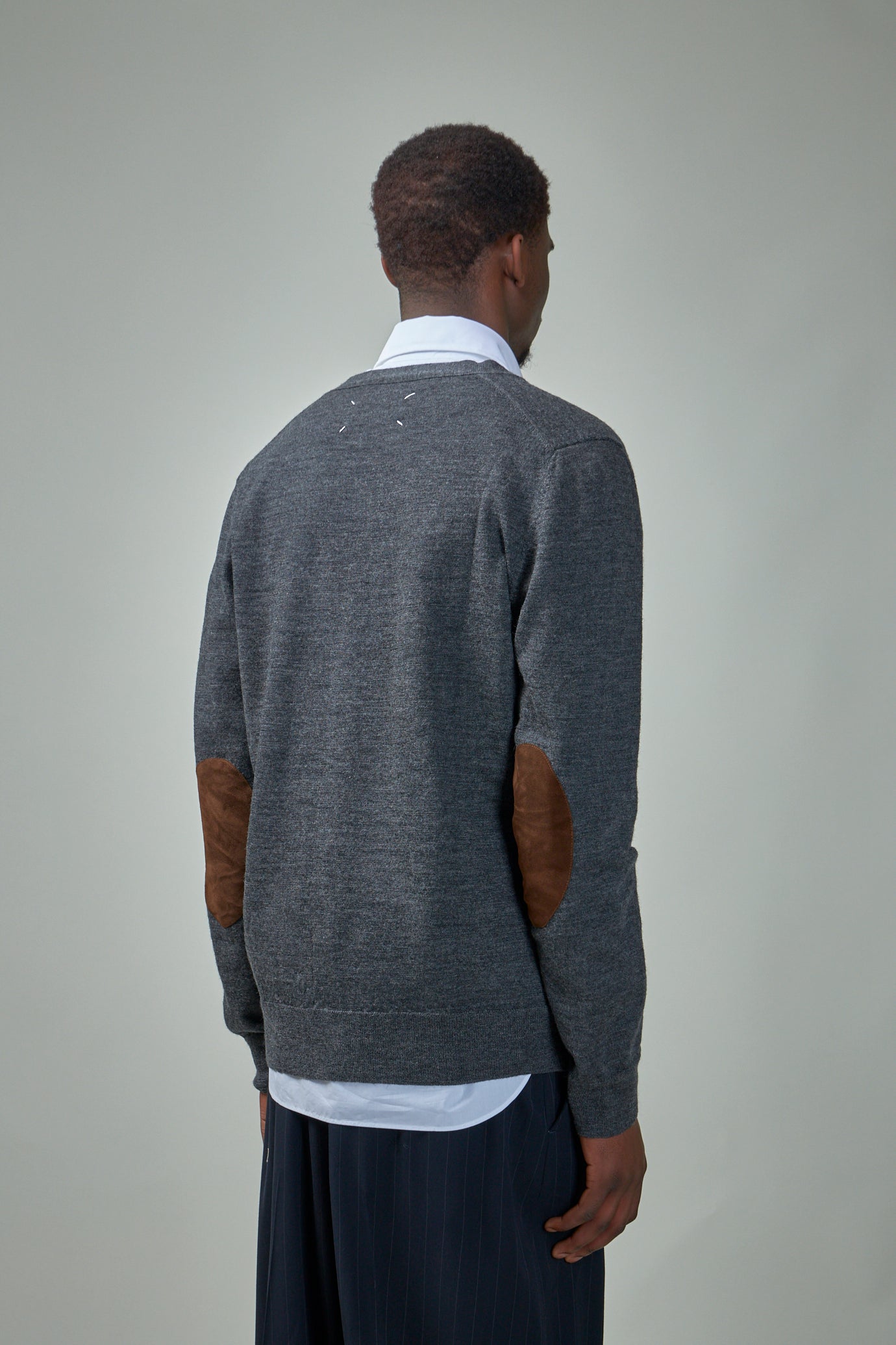 Elbow-Patch Knitted Cardigan