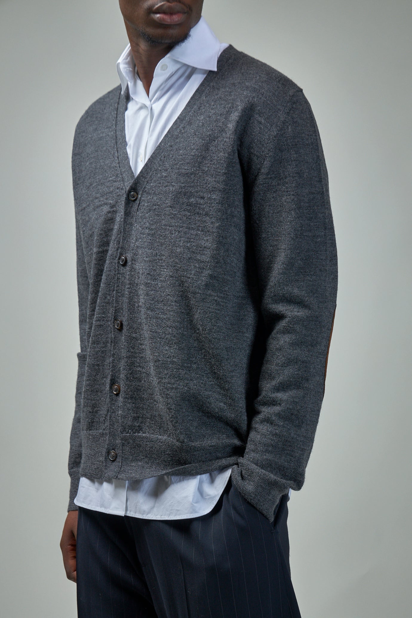 Elbow-Patch Knitted Cardigan