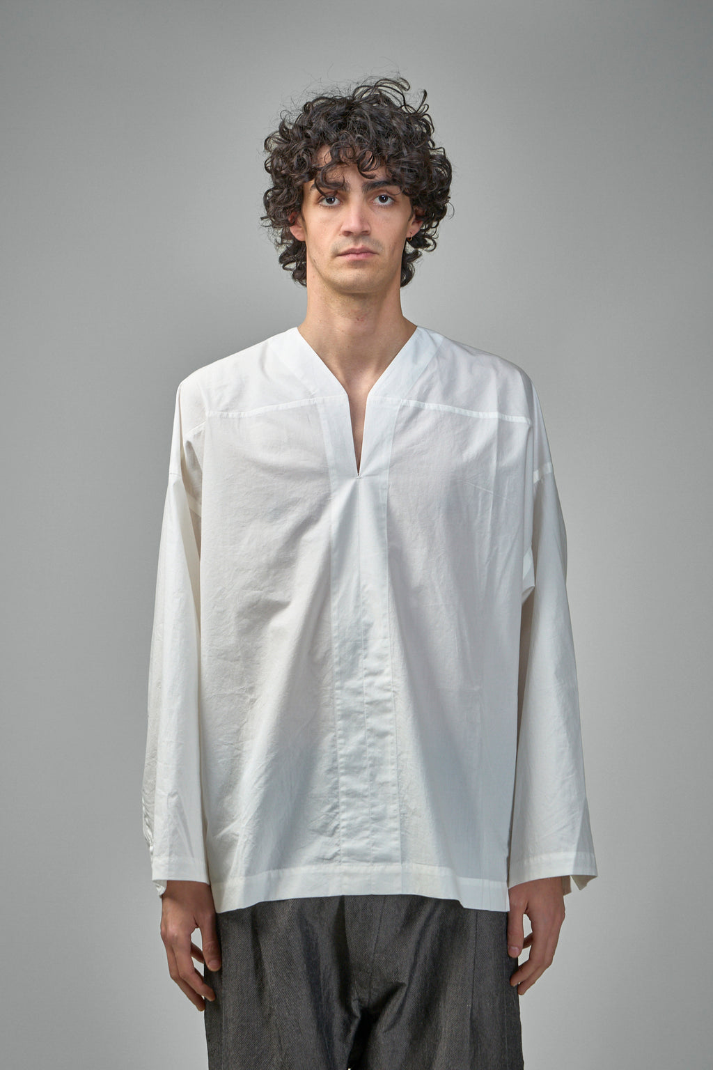 TUNIC#38 Oversized Long Sleeve Tunic With Roll-Up Sleeves Cotton Hemp Poplin