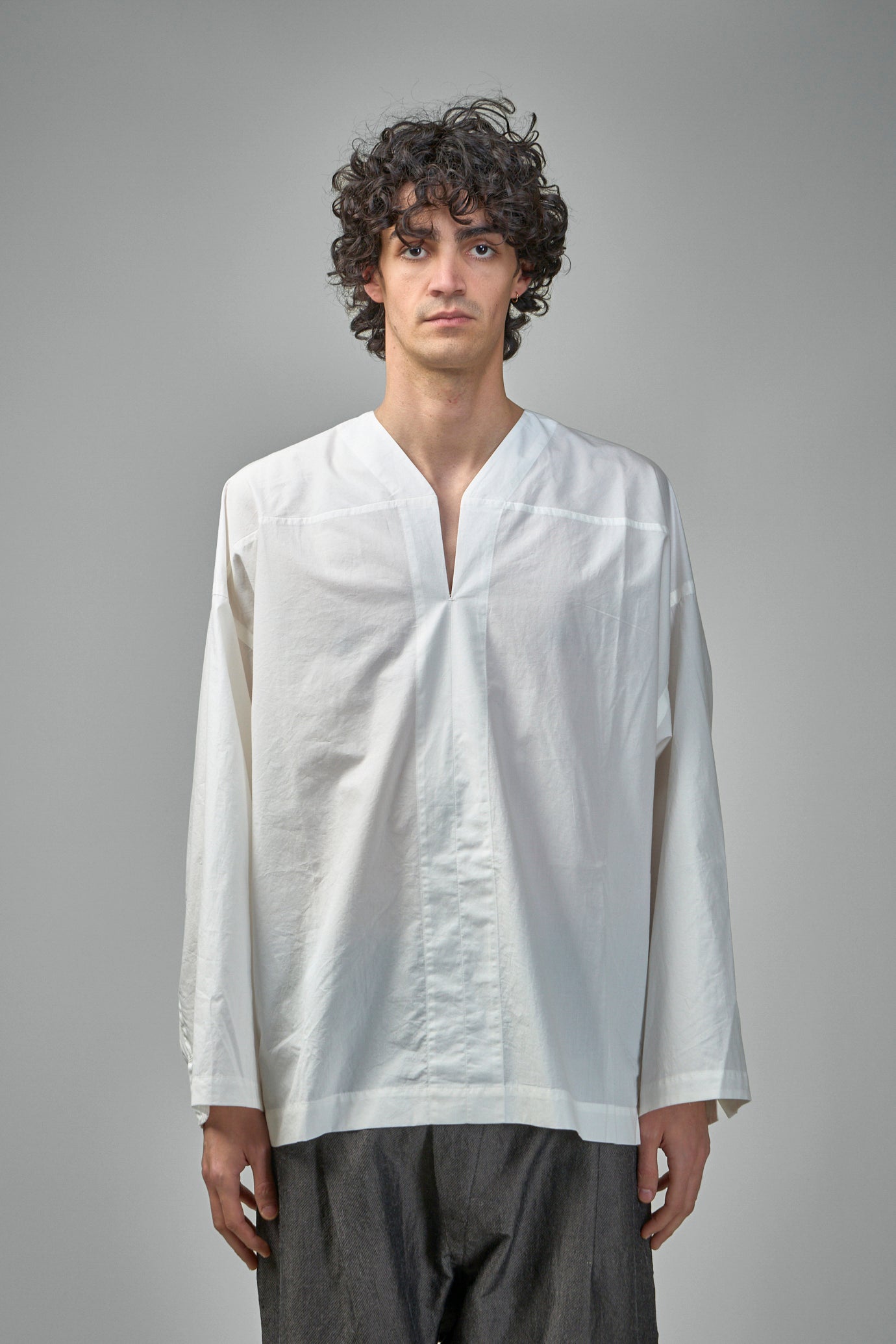 TUNIC#38 Oversized Long Sleeve Tunic With Roll-Up Sleeves Cotton Hemp Poplin