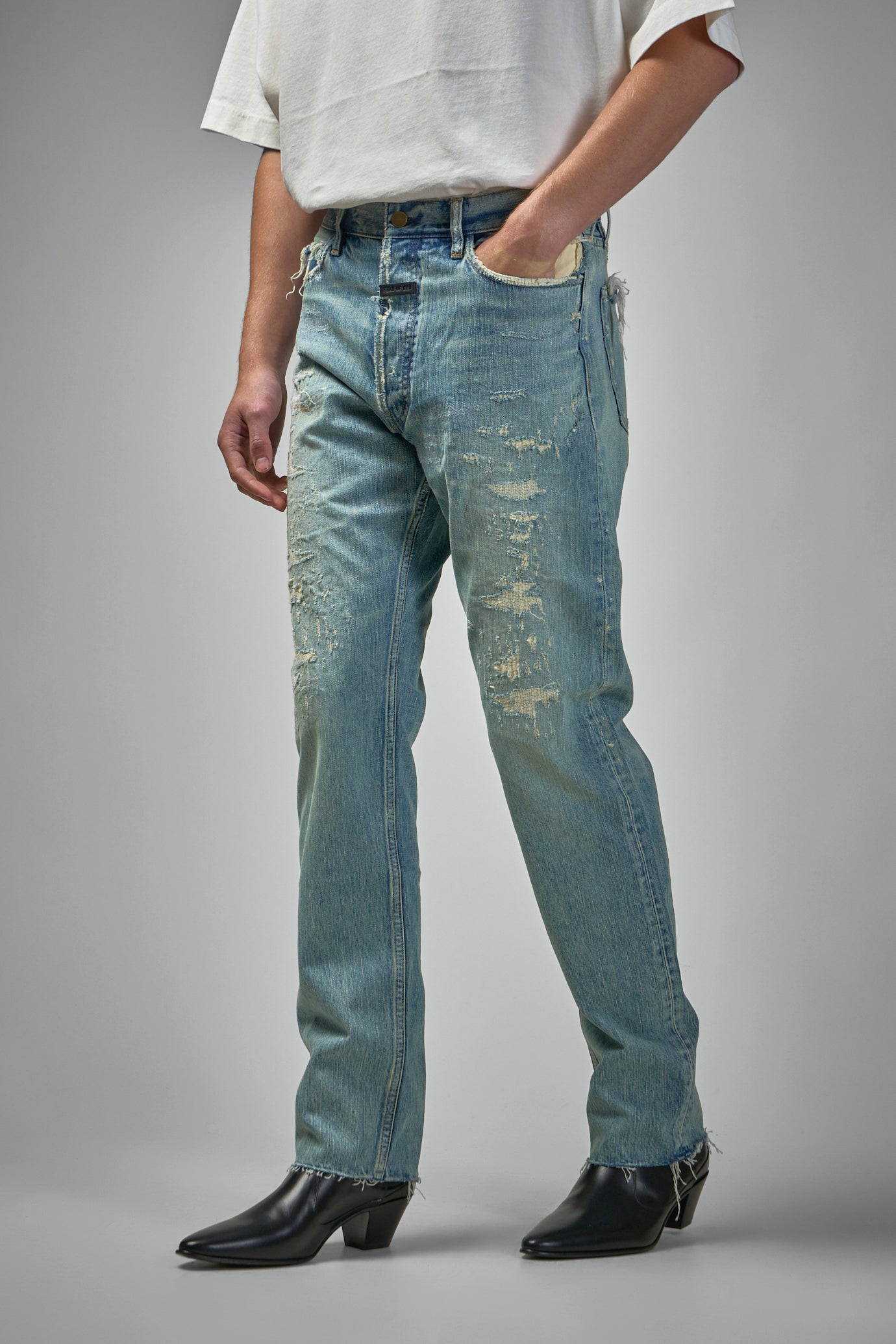 FGE240-408DNM 5-Pocket-Straight-Leg-Repariert-Indigo