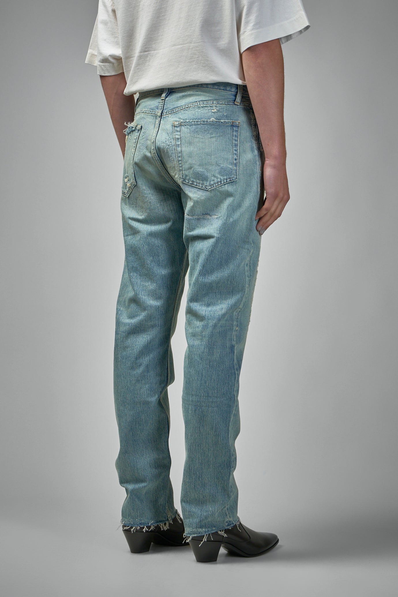 FGE240-408DNM 5-Pocket-Straight-Leg-Repariert-Indigo