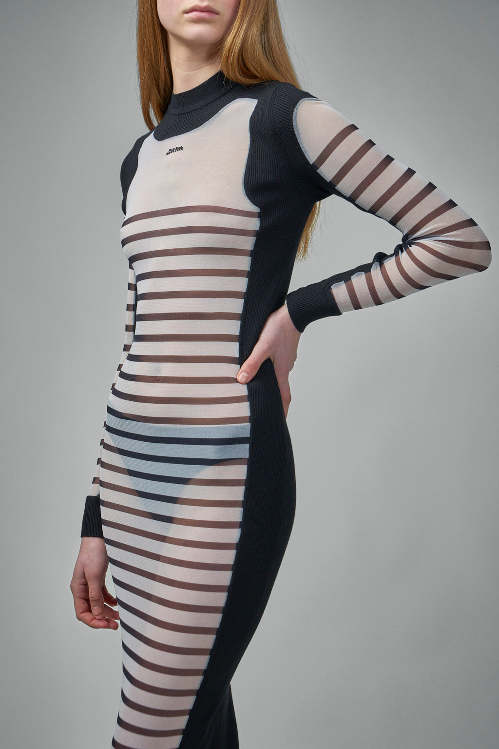 The Long Bi-Material Marinière Dress