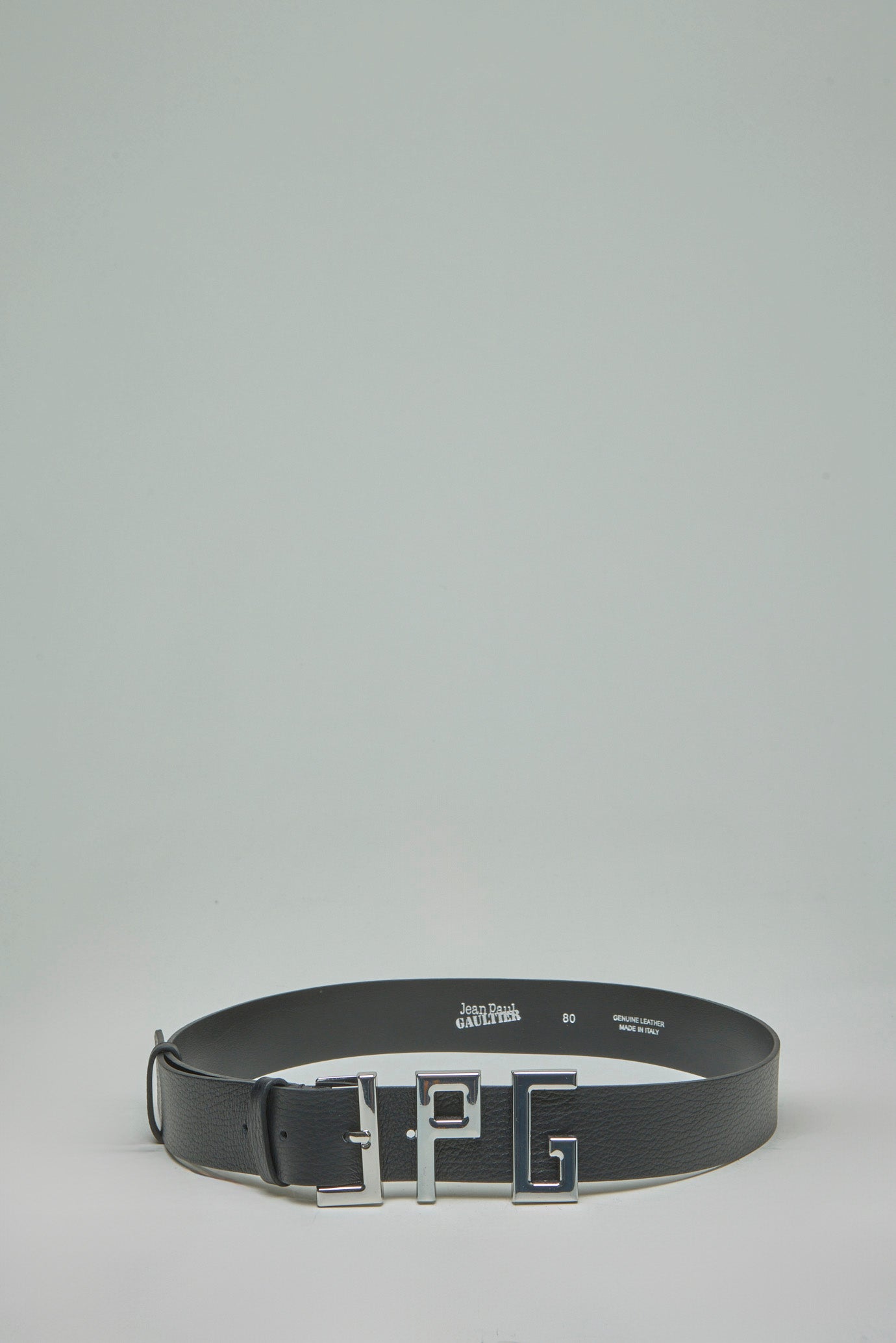 Calfskin Leather Belt with ''JPG'' Metal Letters