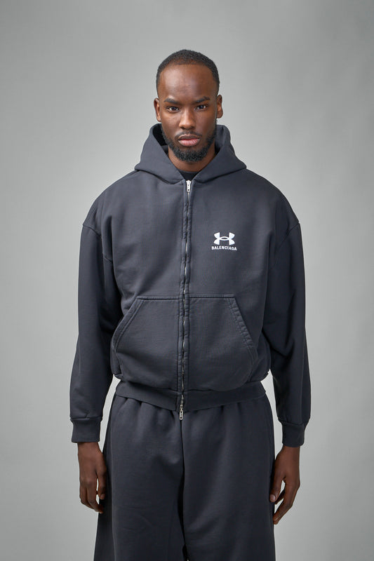 803264 TRVB8 9034 UA Regular Zip-Up Hoodie/ gewaschenes Schwarz/Weiß