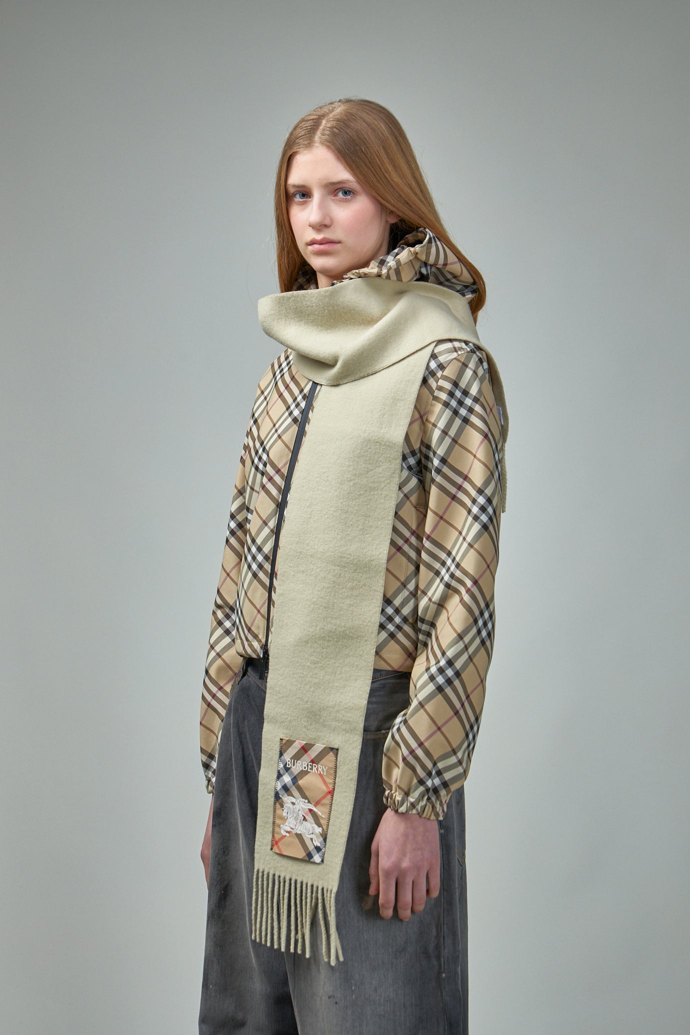 Check Label Cashmere Scarf