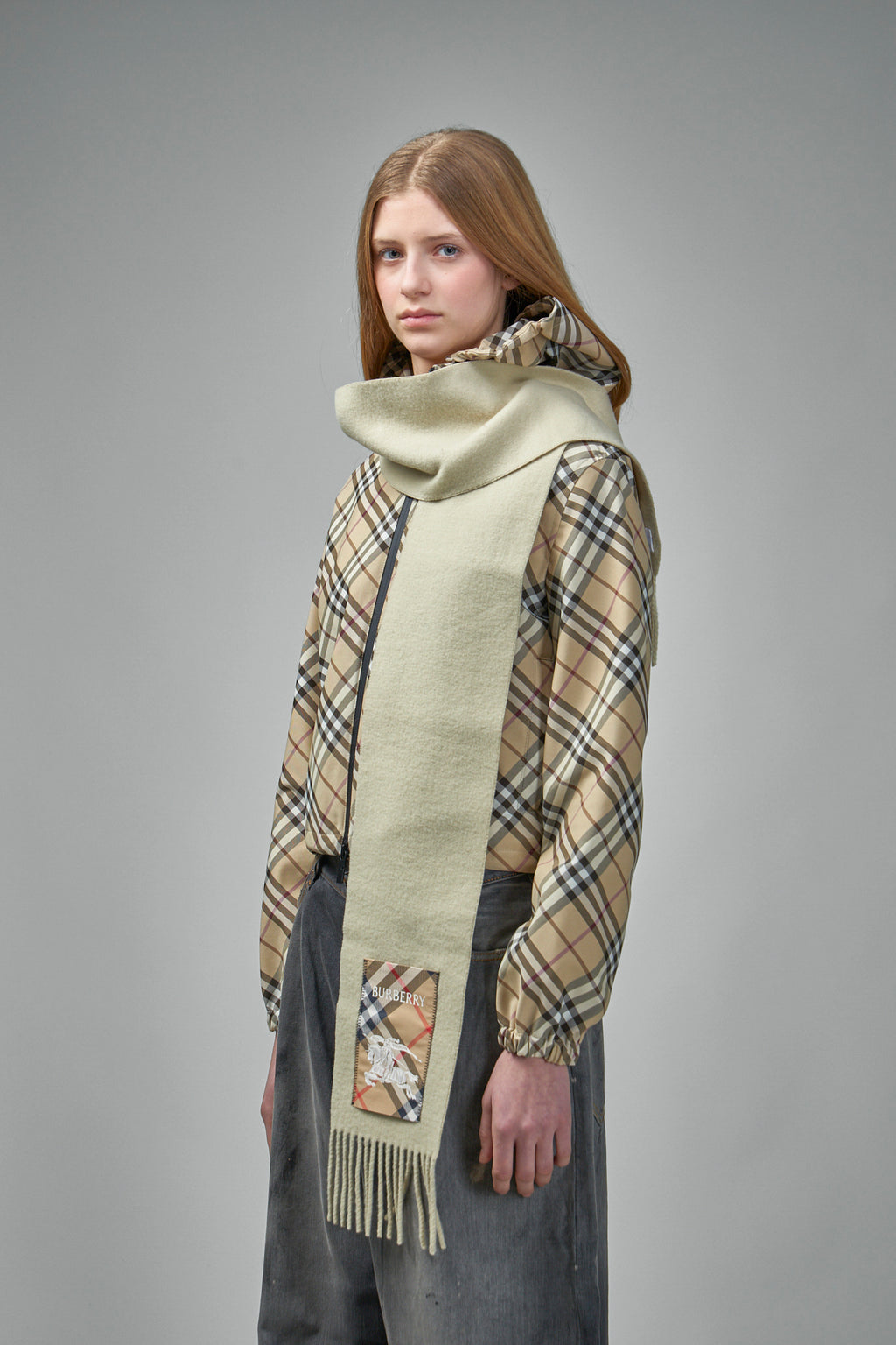 Check Label Cashmere Scarf