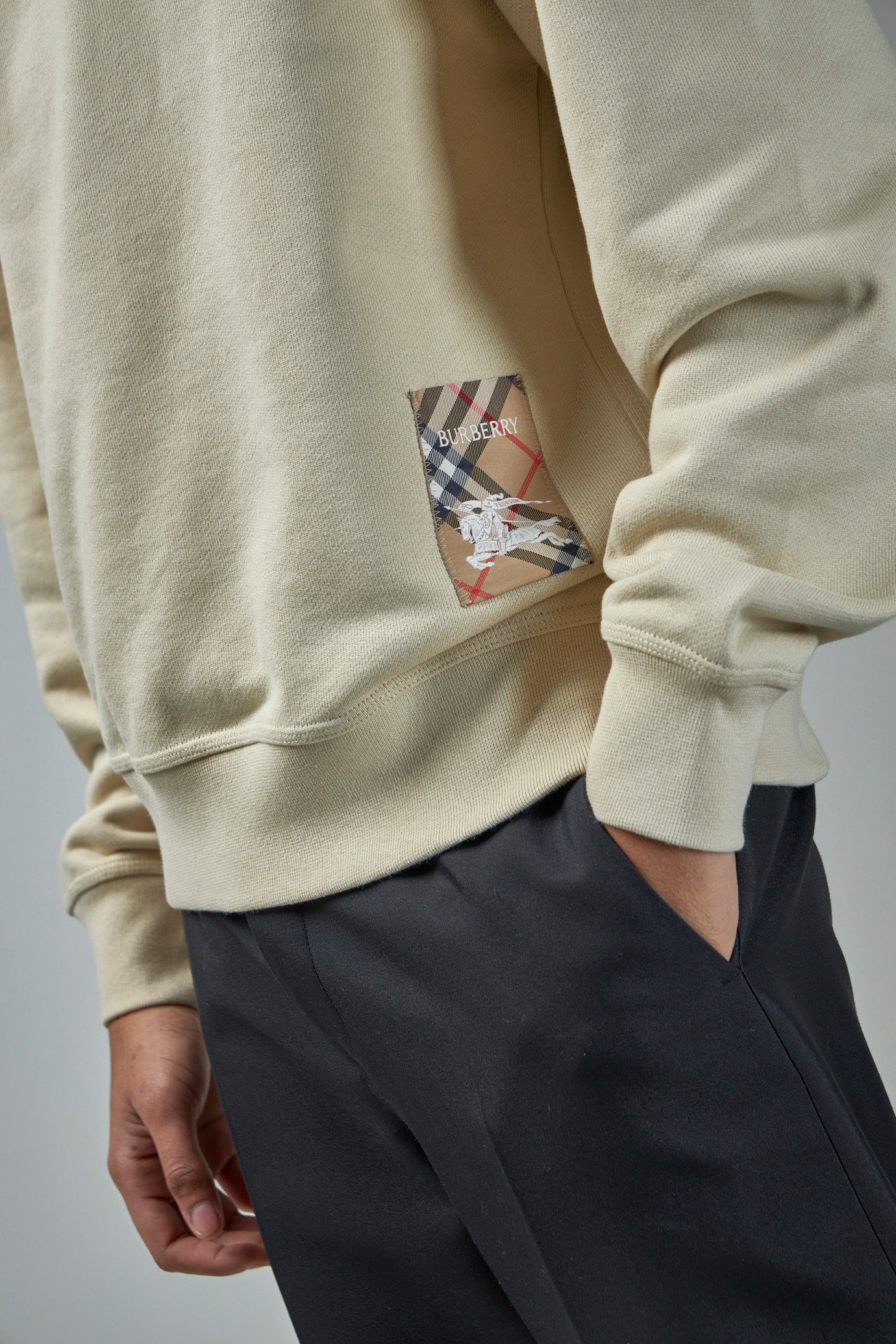 Check Label Cotton Sweatshirt