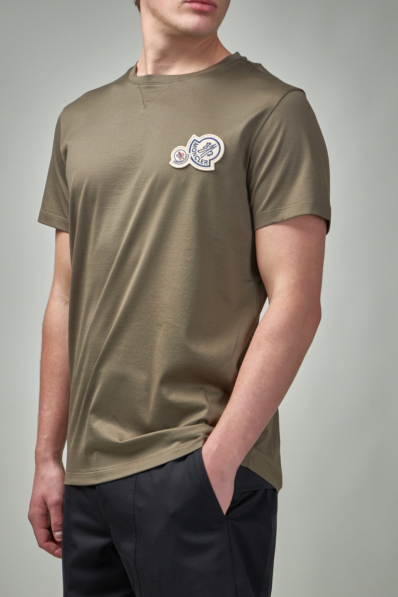 Double Logo Patch Cotton T-Shirt