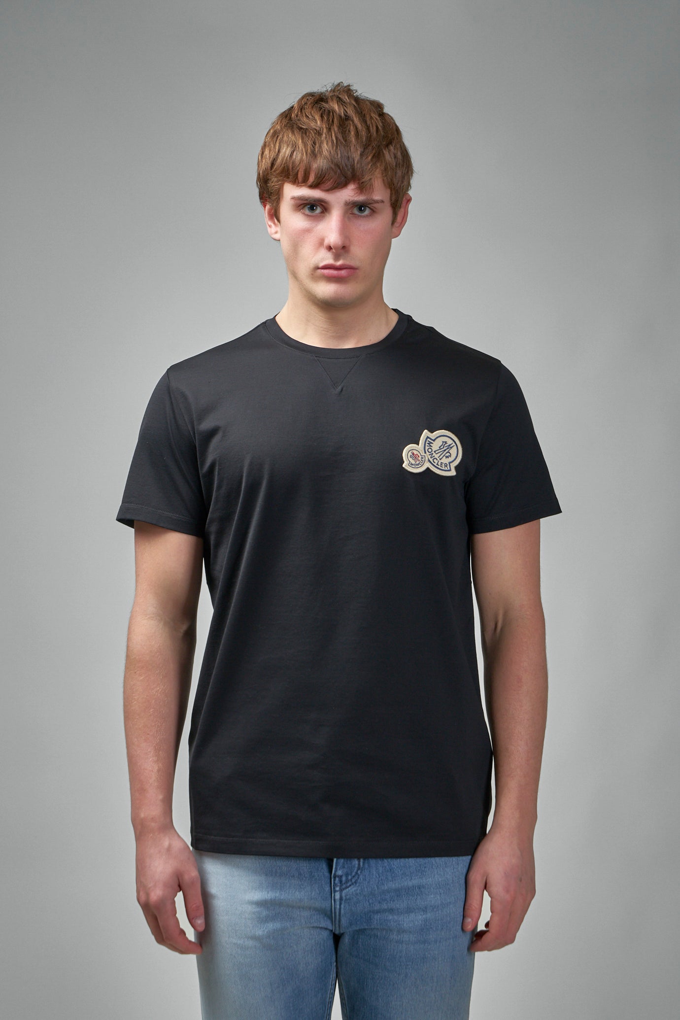 Double Logo Patch Cotton T-Shirt