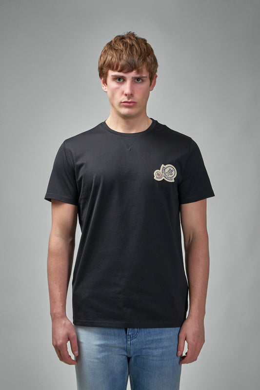 Double Logo Patch Cotton T-Shirt