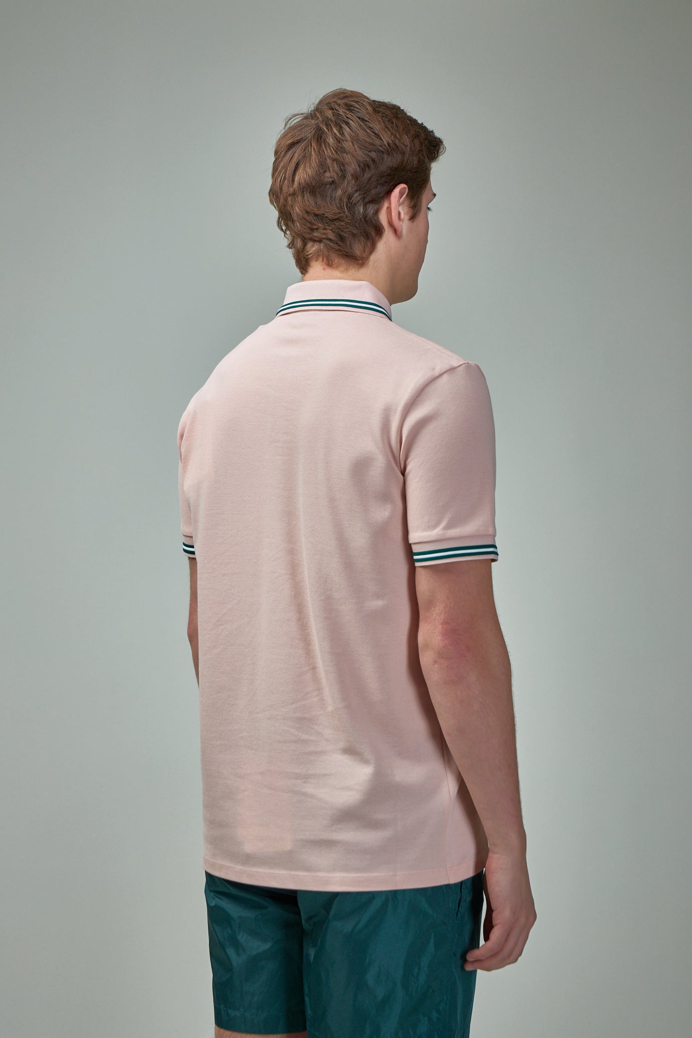 Striped Trim Cotton Piquet Polo Shirt