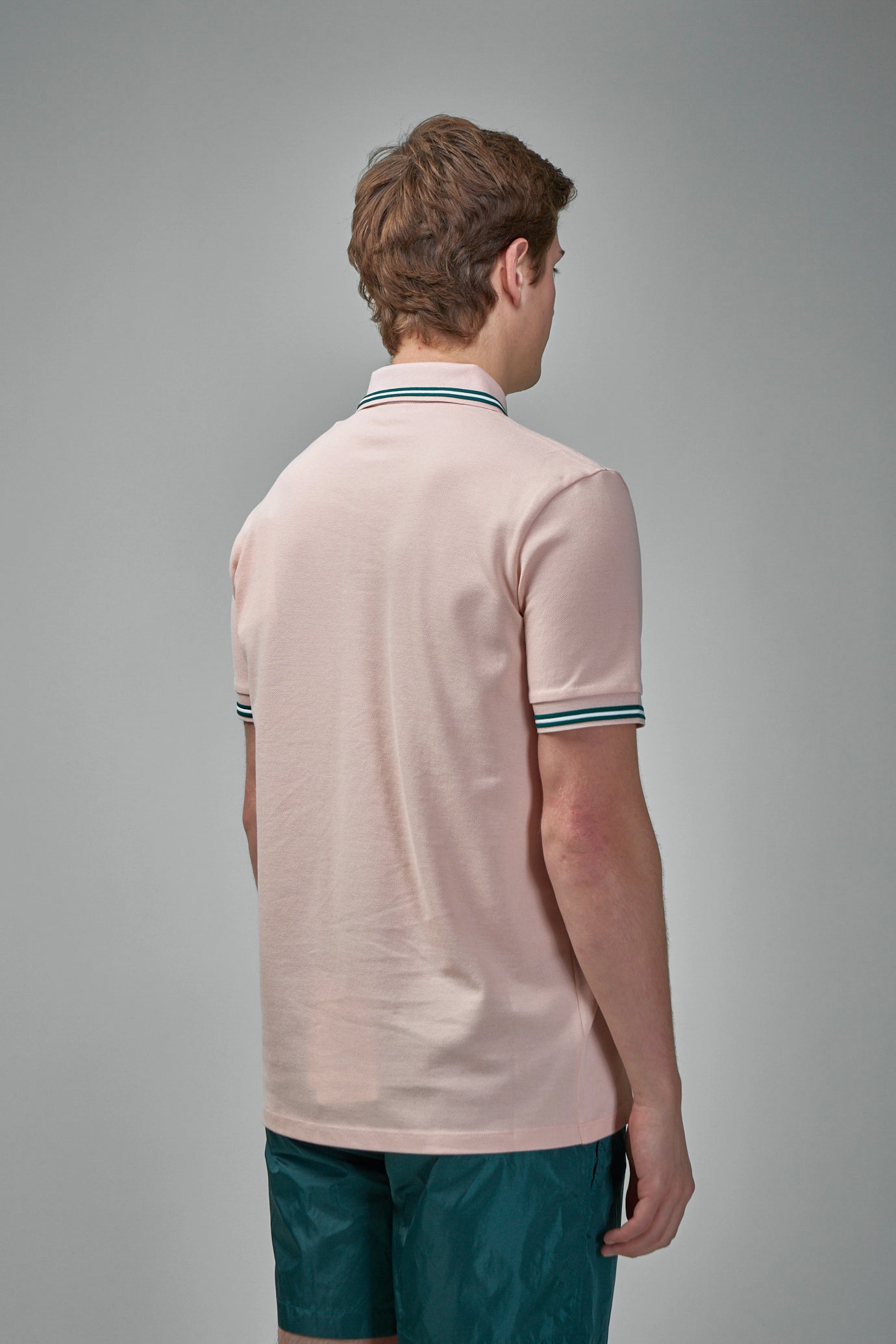 Striped Trim Cotton Piquet Polo Shirt