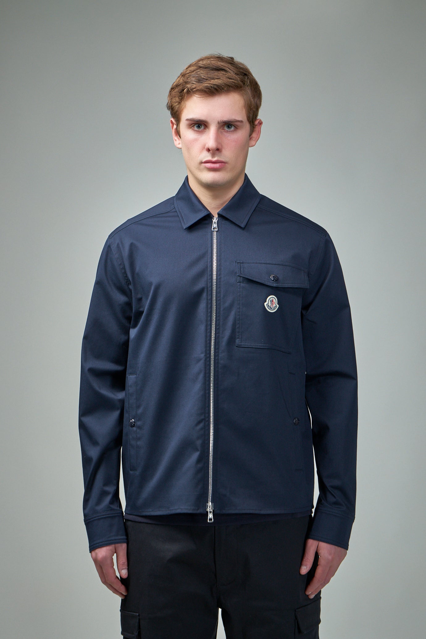 Cotton Gabardine Zip-Up Shirt Jacket