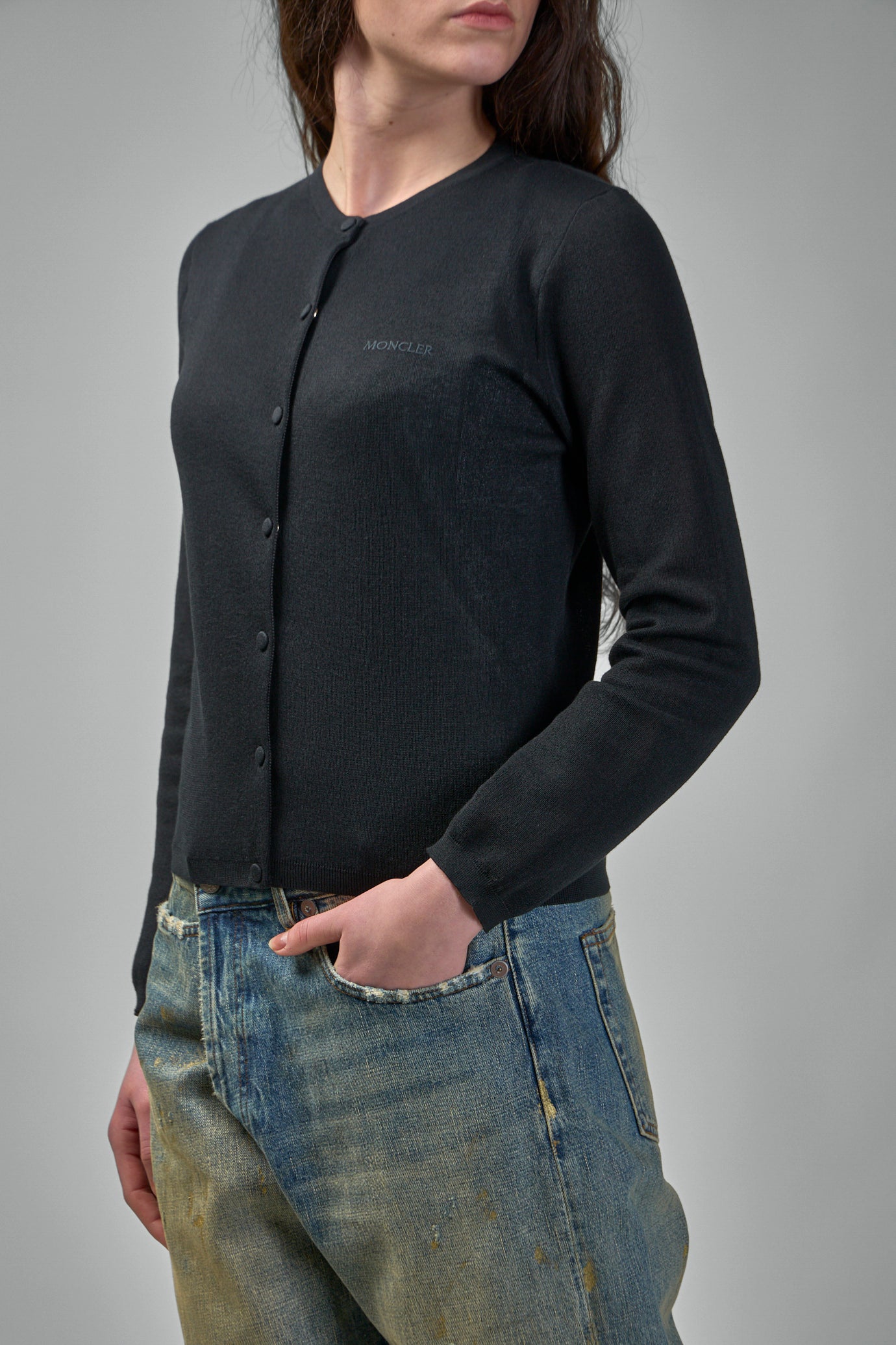 Padded Wool Zip-Up Cardigan