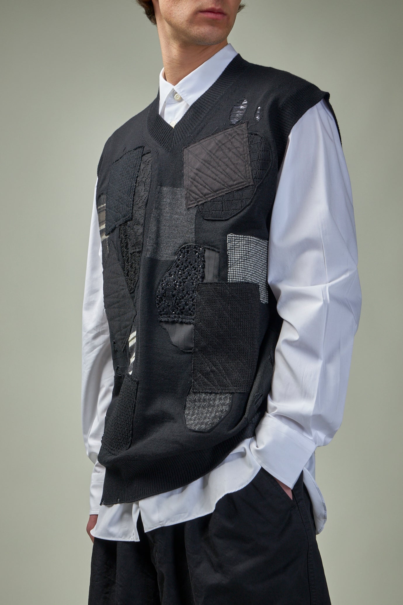 Mended Patchwork Wool Vest