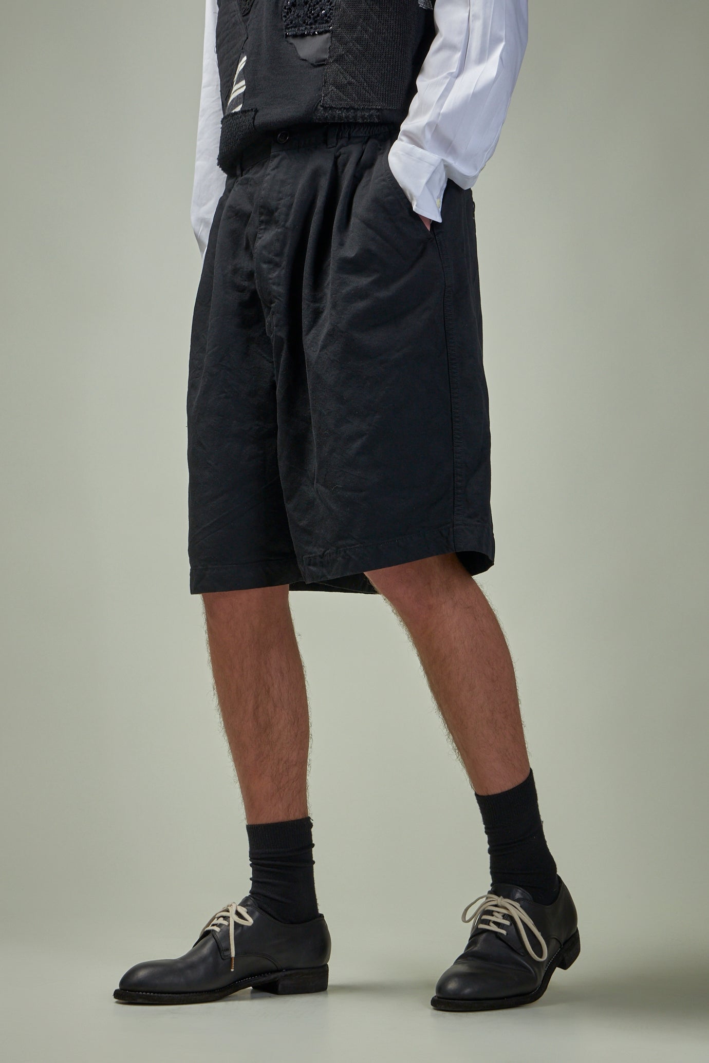 Pleated Nylon Shorts