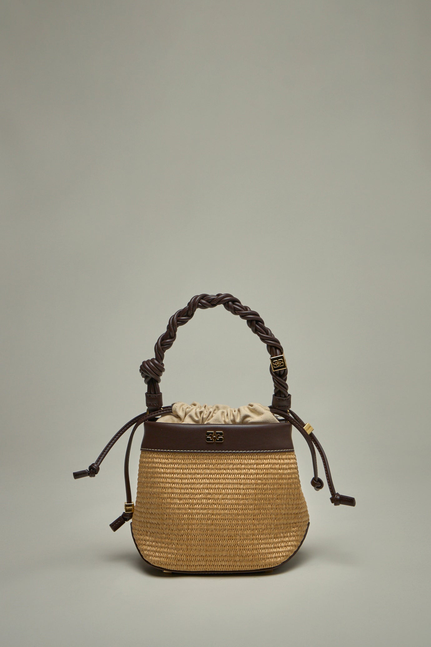 Ganni Bou Bucket Bag Raffia