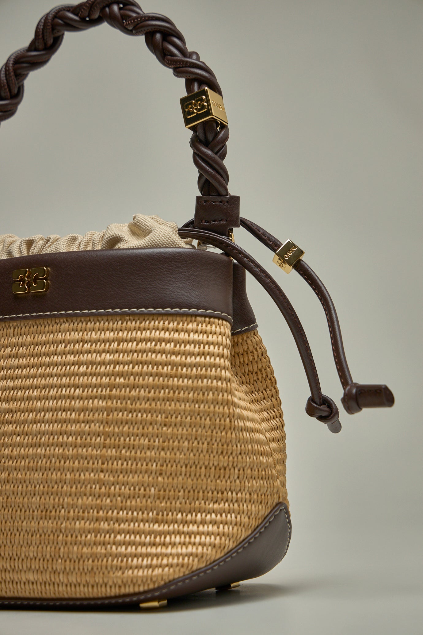 Ganni Bou Bucket Bag Raffia