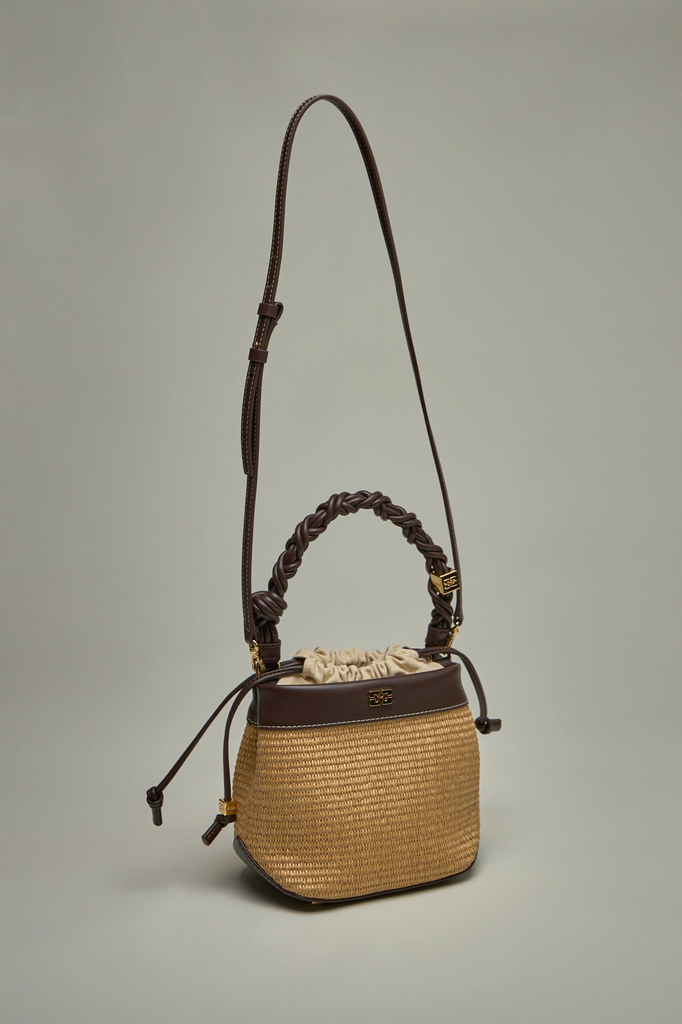 Ganni Bou Bucket Bag Raffia