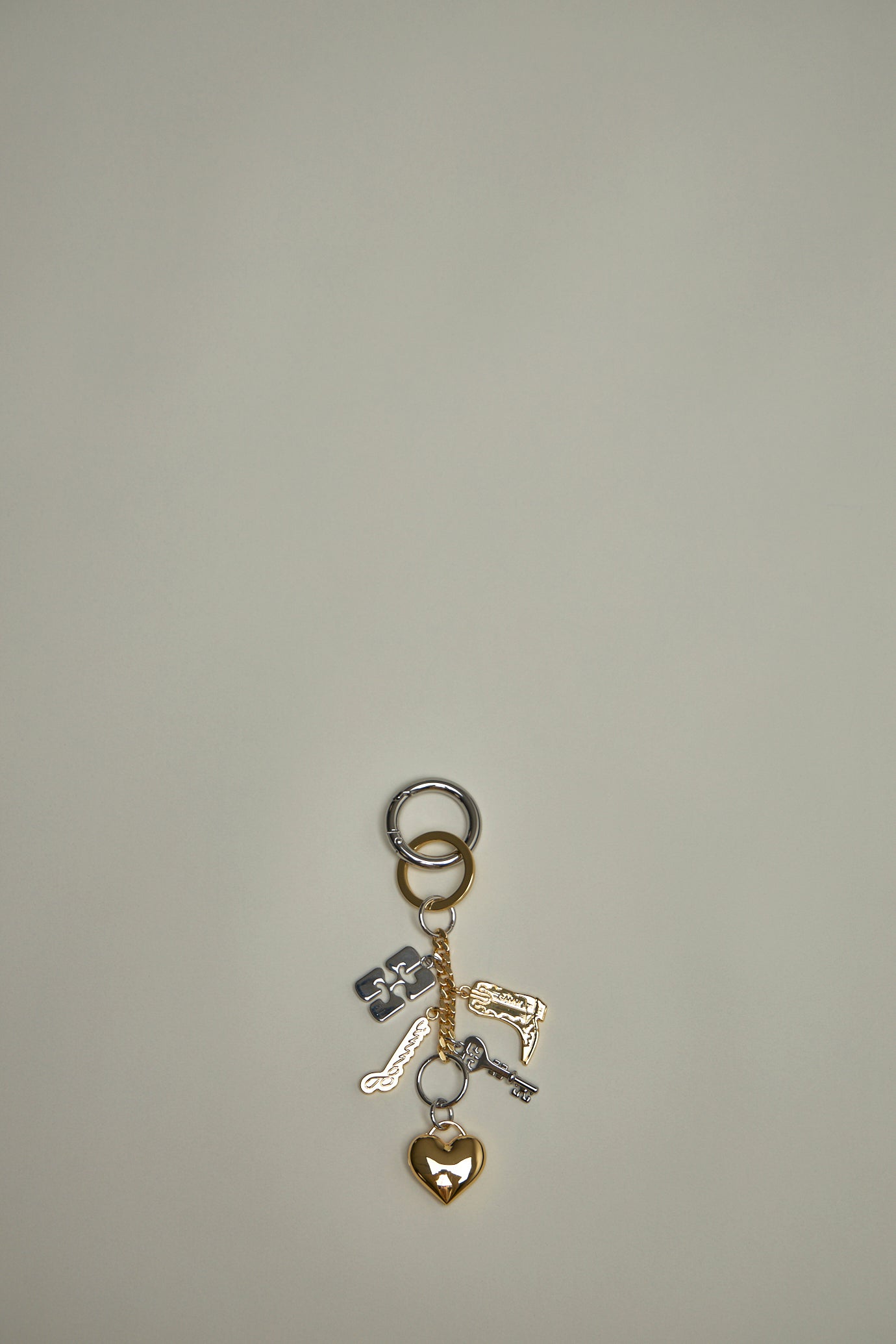 Ganni Bou Charms Keyring Silver And Gold