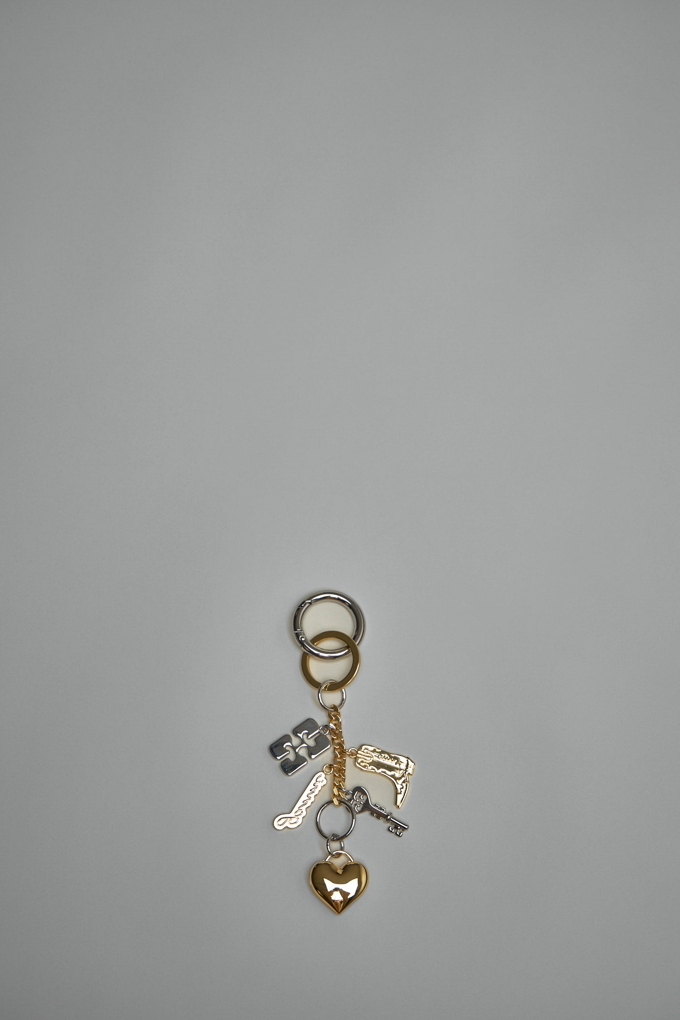Ganni Bou Charms Keyring Silver And Gold