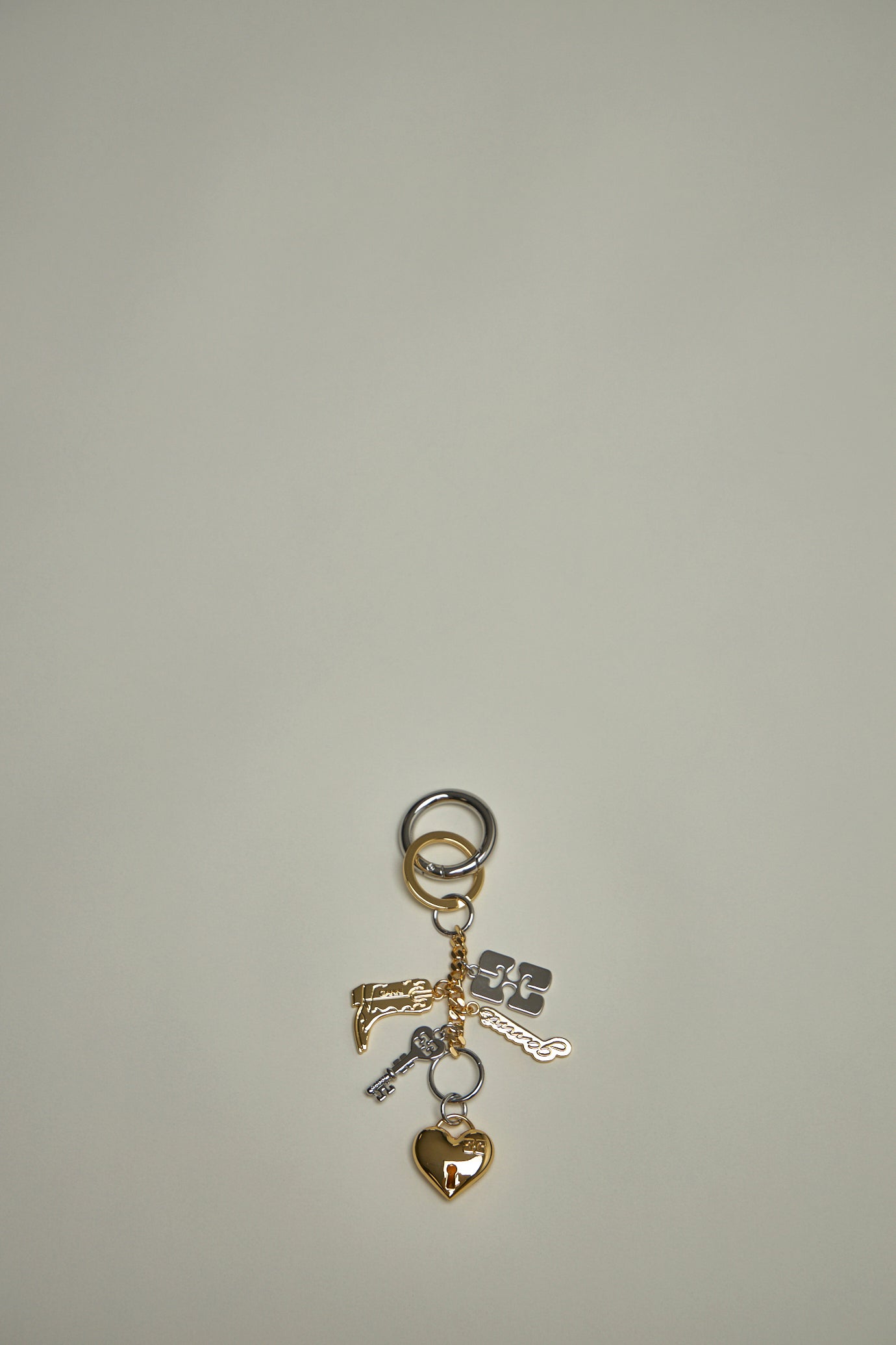 Ganni Bou Charms Keyring Silver And Gold