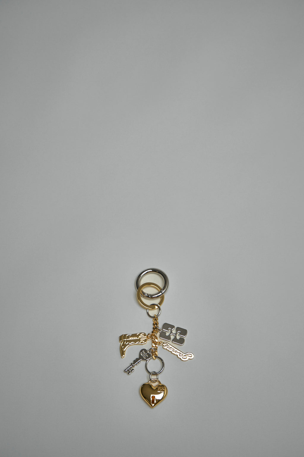 Ganni Bou Charms Keyring Silver And Gold