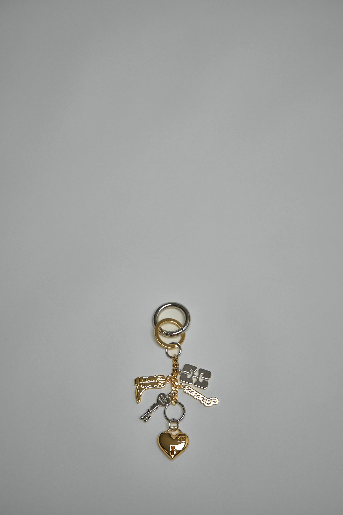 Ganni Bou Charms Keyring Silver And Gold