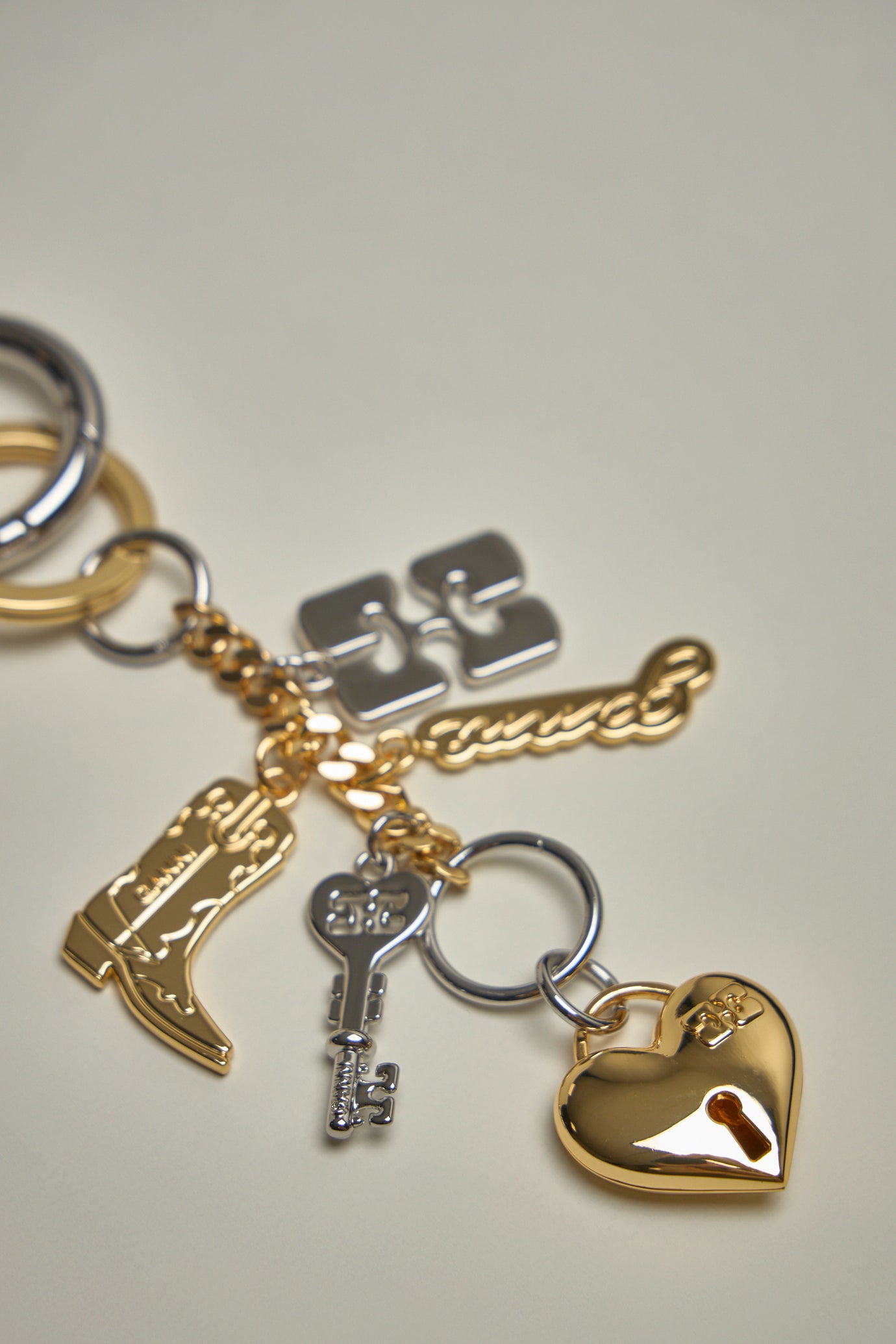 Ganni Bou Charms Keyring Silver And Gold